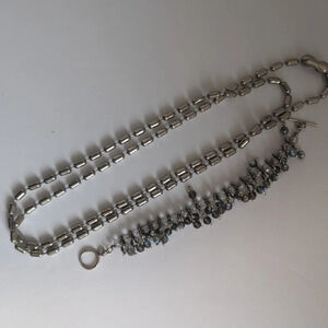 2pc Jewelry Set (Beaded Linked Chain  Necklace & Crystal Beaded Bracelet)